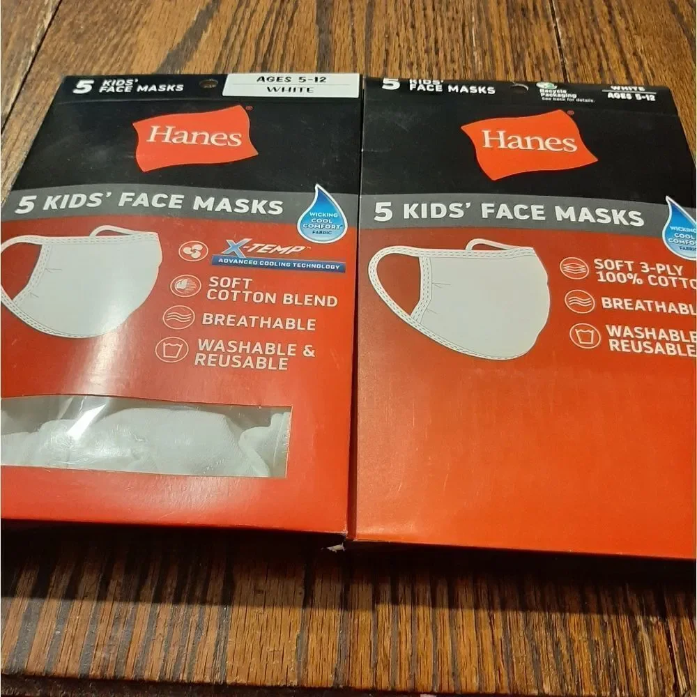New TEN White Hanes X-Temp Cooling Wicking Breathable Kids Youth Facemas…